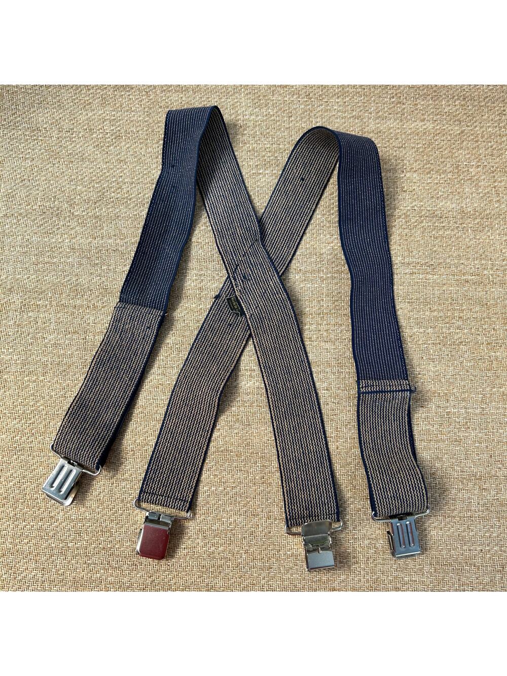 Welch Suspenders Braces Striped Adjustable Elastic Clip On USA Made
